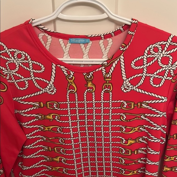 J. McLaughlin Red, White & Gold Nautical Rope Design Top, size M - Picture 3 of 10